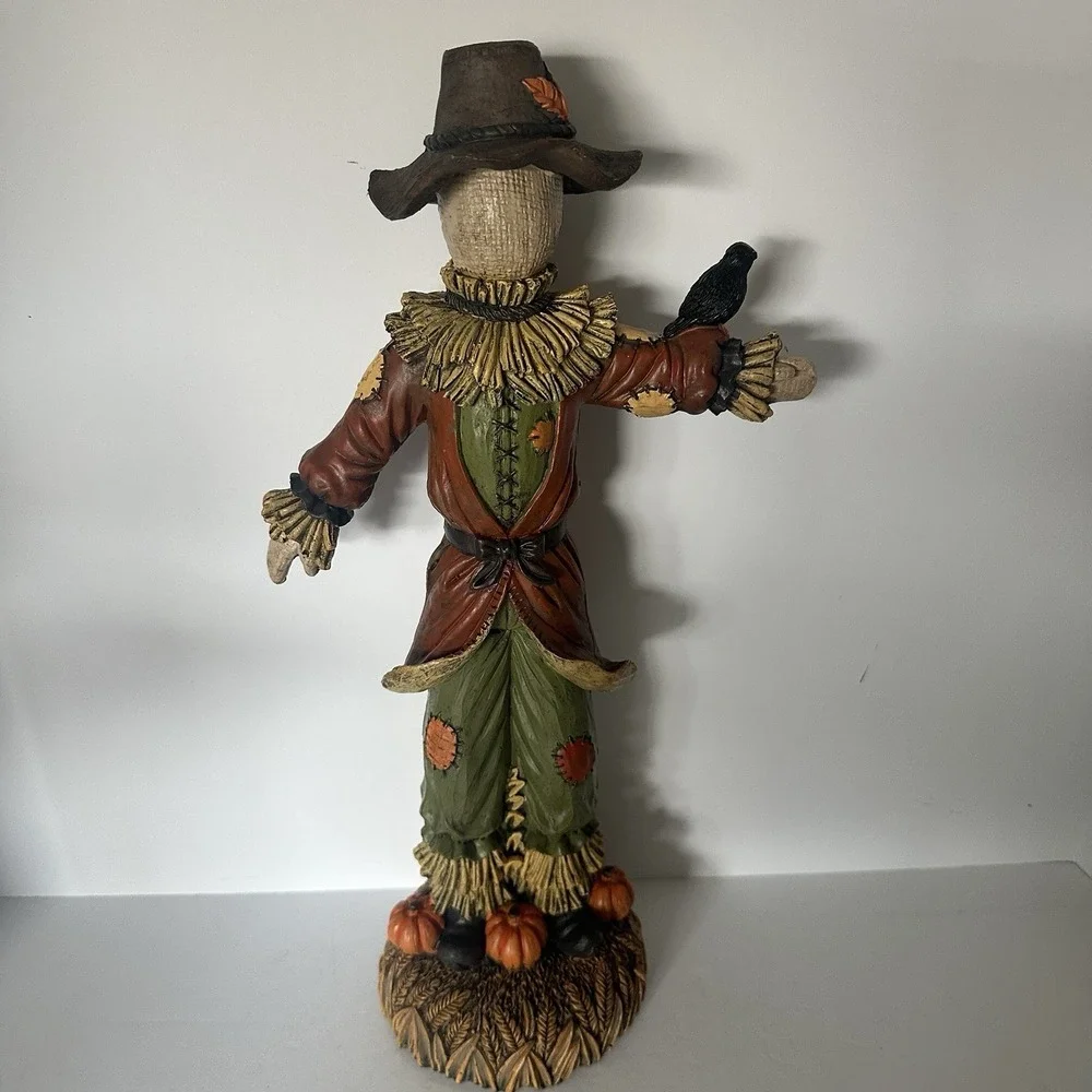 Neck of the Woods Scarecrow Statue Crow Pumpkin Fall Harvest Halloween Decor 17